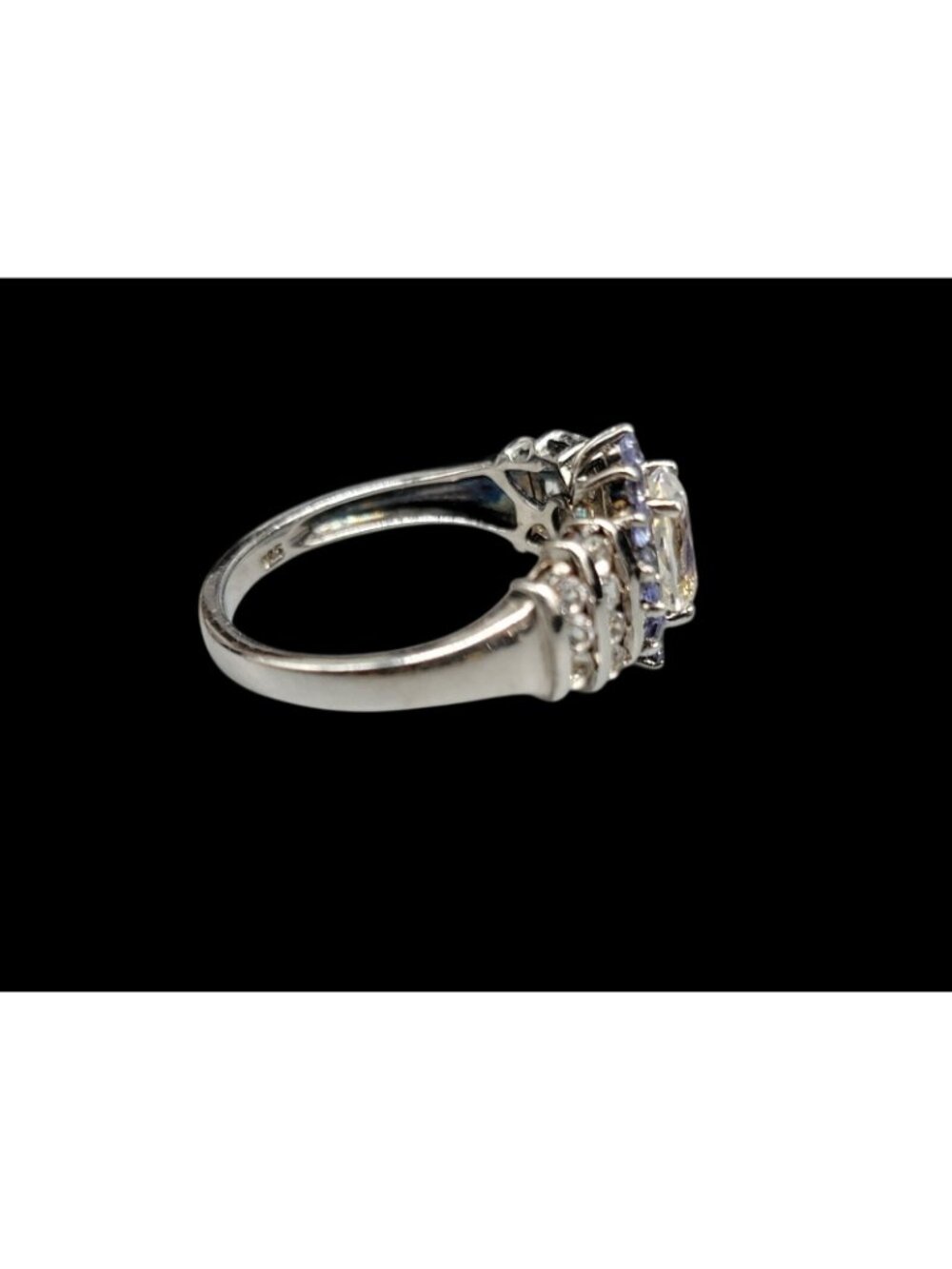 STS 925 Sterling Silver Natural Australian Boulder Opal Tanzanite Ring Size 8 - Picture 6 of 16